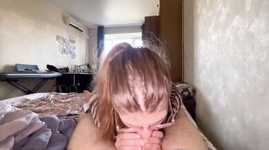 horny stepsister wants to eat my cum in amateur gonzo blowjob and cumshot