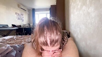horny stepsister wants to eat my cum in amateur gonzo blowjob and cumshot