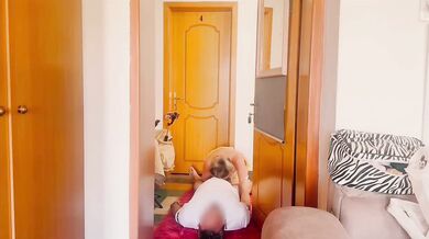 Hot Blonde MILF Sucks Cock And Swallows Thick Load Outside Neighbor Front Door