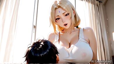 Tsunade Plays AC Repair Tech Fixing AC For Male College Student Then Pressed Big Boobs Over His Face