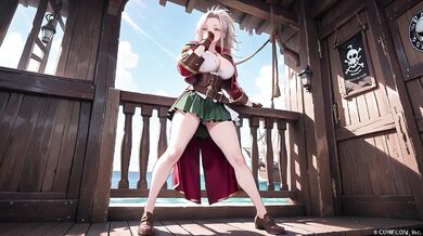 Red And Green Pirate Queen Blonde Goddess Destroyed Gushing Choked