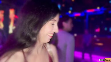 Nightclub Toilet Blowjob and Anal with Stranger Gushing Cum Swallow