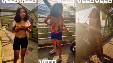 Motorcycle Couple Outdoor Blowjob on Highway Bridge Path Public Exhibitionist