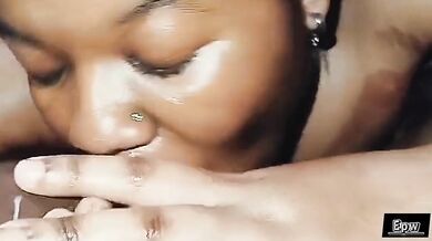 African Blowjob Queen Deepthroths BBC then gets hard Backshots moaning with pleasure