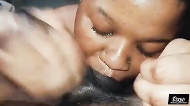 African Blowjob Queen Deepthroths BBC then gets hard Backshots moaning with pleasure