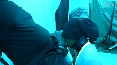 Ebony Masked Blowjob Destroyed With Best Head And Ball Licking