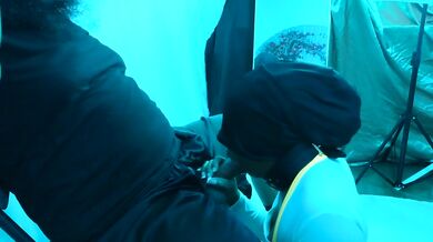 Ebony Masked Blowjob Destroyed With Best Head And Ball Licking