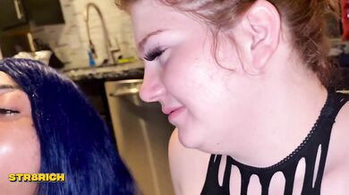 Stepbro Walk in on Us Making Food Then We Suck His Dick and Let Him Fuck Us Deeptroat Cum on Face Big Ass Doggystyle Threesome Str8rich Amateur Couple Tabbo Perfect Shaved Pussy