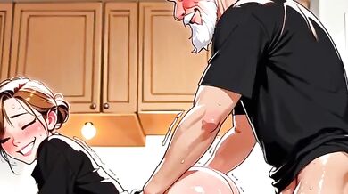 AI Generated Stepfather Chokes Me While Cake Bakes With Huge Breasts