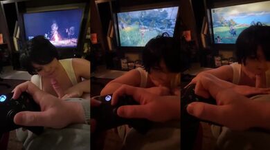 Destroyed Gushing Choked Blowjob While Gaming Elden Ring