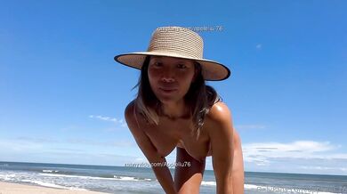 4K Beach Spider Position Destroyed Gushing Creampie Asian MILF Real Couple Amateur Homemade Hot Wife