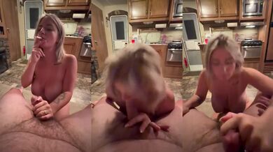 Smoking Blonde Amateur Sucks Dick and Spills Cum as a Cum Slut