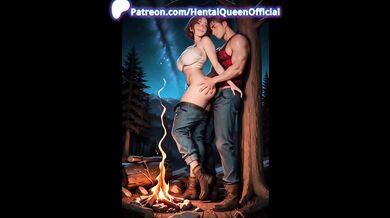Shorthair Brunette Campfire Outdoor Cowgirl Blowjob Bigtits Wetbody Creampie Hardcore AI Generated
