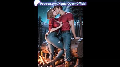 Shorthair Brunette Campfire Outdoor Cowgirl Blowjob Bigtits Wetbody Creampie Hardcore AI Generated