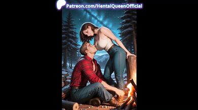 Shorthair Brunette Campfire Outdoor Cowgirl Blowjob Bigtits Wetbody Creampie Hardcore AI Generated