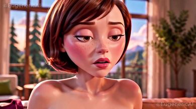 Helen Parr and Mirage Destroyed in Dirty Cartoon Lesbian Pussy Licking and Dildo Deeds