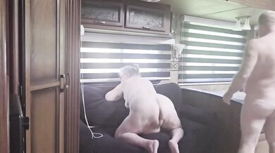 I fuck the heavy neighbor in the trailer while her husband watches TV with big ass and pussy