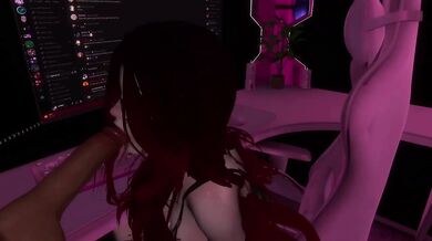 Distraida Redhead Latina Blows While Gaming in VRChat Stream Fails Caught