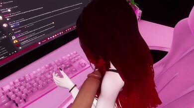 Distraida Redhead Latina Blows While Gaming in VRChat Stream Fails Caught