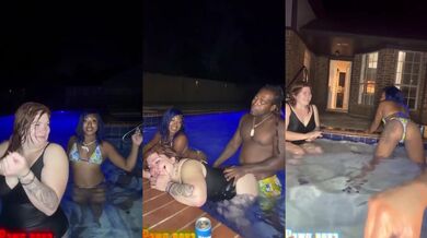 Amateur Stepsister and Friend Destroyed by Big Black Cock in Pool Threesome Gushing