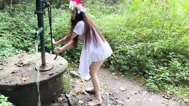 Barefoot Walker Destroyed In Forest Nature Wash Choking On Dirty Feet Water