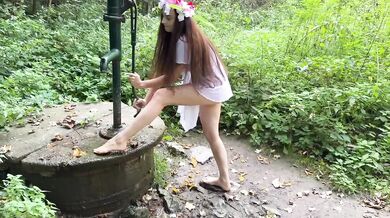 Barefoot Walker Destroyed In Forest Nature Wash Choking On Dirty Feet Water