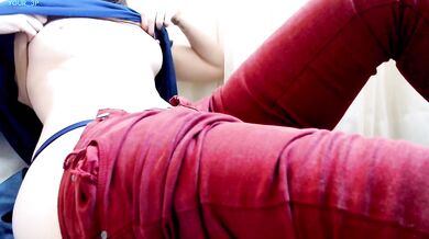 Intense Fingering Blonde Girl Moans and Cum in Skinny Jeans