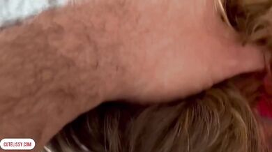 Cute British Wife Sucks Cock Gets Facial Then Handcuffed and Face Cummed On