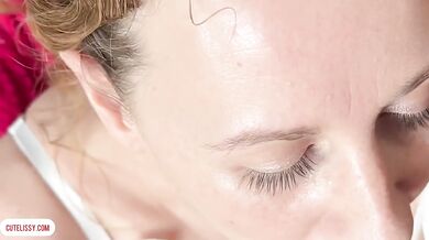Cute British Wife Sucks Cock Gets Facial Then Handcuffed and Face Cummed On
