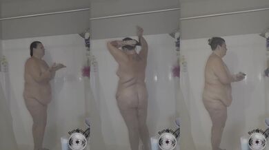 Amateur BBW MILF Shower Showers You With Lotions