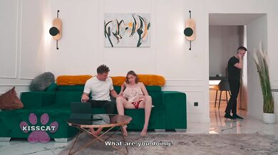 Husband Catches Step Dad With Step Daughter And Joins In FMM For Gushing Creampie
