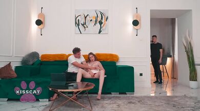 Husband Catches Step Dad With Step Daughter And Joins In FMM For Gushing Creampie