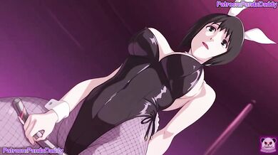 Shizune bunny suit blowjob destroyed by her boss big tits hentai