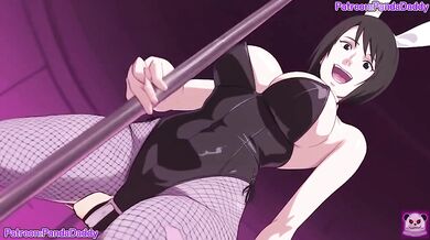 Shizune bunny suit blowjob destroyed by her boss big tits hentai