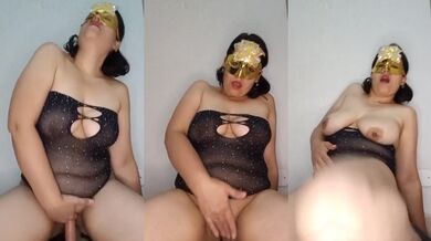 Masked Brunette Casada Masturbating Until Gushing Orgasm