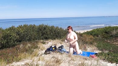 Mila Naturist Strips Naked on a Quiet Uruguay Beach Touching Herself