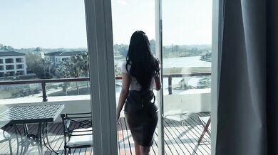 Thought It Was Just a Hotel Room Then I Saw the View Lana Myers Amateur Latina Brunette Handjob Cumshot Muscular Man Balcony Vacation Sex