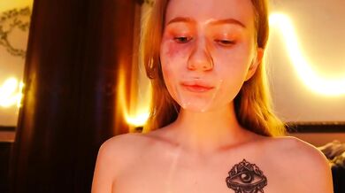 Student Mariia Angel Masturbating Fake Cum on Her Face