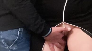 Amateur Brazilian college girl fingered by pervert stepdad in public panties orgasm