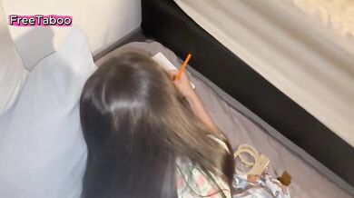 Destroyed Stepdaughter Pajama Babe Punished With Spankings On Her Ass For Homework Role Play
