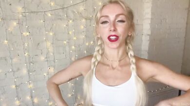 Safe For Work Cute Blonde Fitness Influencer Lululemon Outfits Try-On Destroyed Gushing Choked