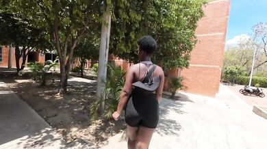 Destroyed Ebony Bad Bitch Newbie Model Casting Broken In Gushing Big Pierced Tits Slim Thick Body Walking The Path Spring Break
