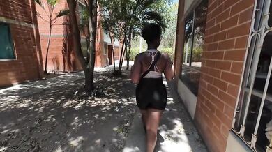 Destroyed Ebony Bad Bitch Newbie Model Casting Broken In Gushing Big Pierced Tits Slim Thick Body Walking The Path Spring Break