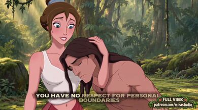 Jane and Tarzan First Contact Destroyed Gushing Choked Brute Jungle Cartoon Hentai Parody Outdoor Public Brunette Big Tits Big Dick
