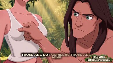 Jane and Tarzan First Contact Destroyed Gushing Choked Brute Jungle Cartoon Hentai Parody Outdoor Public Brunette Big Tits Big Dick