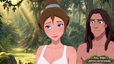 Jane and Tarzan First Contact Destroyed Gushing Choked Brute Jungle Cartoon Hentai Parody Outdoor Public Brunette Big Tits Big Dick