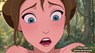 Jane and Tarzan First Contact Destroyed Gushing Choked Brute Jungle Cartoon Hentai Parody Outdoor Public Brunette Big Tits Big Dick