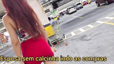 Exhibitionist wife destroyed market gushing choked creampie public sex cuckold