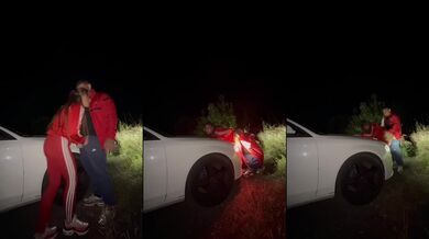 Risky Outdoor Blowjob Ends After We Got Caught By Car Brunette With Big Ass Big Cock