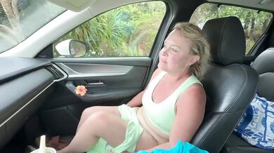 Blonde Girl Masturbating and Peeing on the Beach in Public